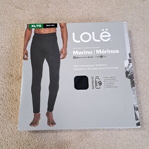 Lole Merino Wool Baselayer Bottoms Men's XL Wool Blend Black Casual NEW